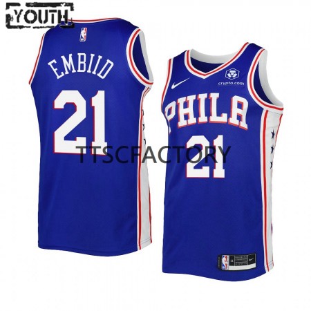 Maglia NBA Philadelphia 76ers Joel Embiid 21 Nike 2022-2023 Icon Edition Royal Swingman - Bambino